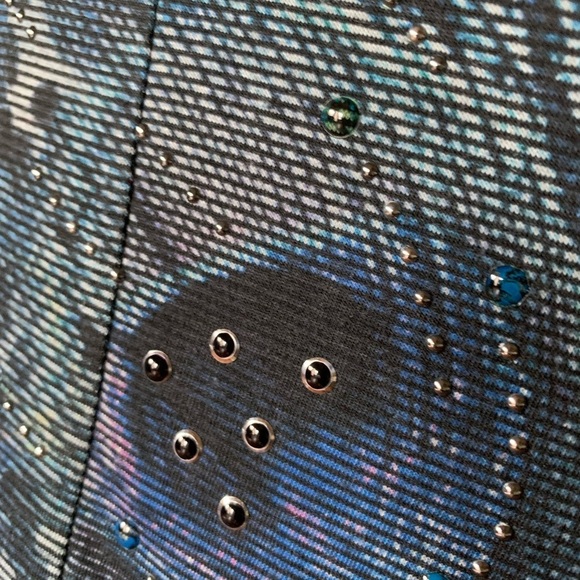 Alberto Makali Blue Asymmetrical Studded Top - Picture 3 of 9